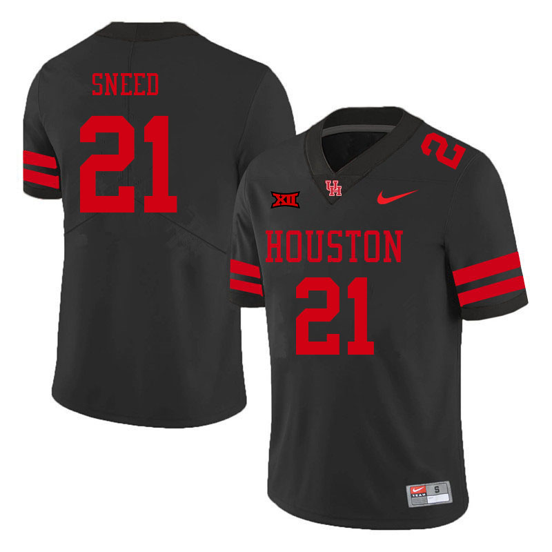 Men #21 Stacy Sneed Houston Cougars College Big 12 Conference Football Jerseys Sale-Black - Click Image to Close